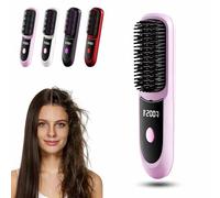 Go Brush Pro Cordless Hair Straightener Brush,2026 New Styling Brushs for Short Hair,Portable & Rechargeable Styling Brushs for Travel and Daily Use,3 Heat Settings & LED Screen(Morado A)