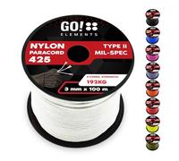 GO!elements Paracord de Nylon Resistente al desgarro 3mm - Tipo II 425, línea Multiuso para Exteriores y Supervivencia, Carga máx. 192kg