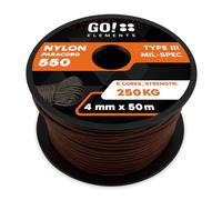 GO!elements Paracord de Nylon Resistente al desgarro 4mm - 550 Tipo III, línea Gruesa Multifuncional Adecuada como Yute, Carga máx. 250kg
