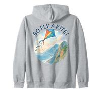 Go Fly a Kite! Acuarela Cometa Sobre Costa Naturaleza Arte Sudadera con Capucha