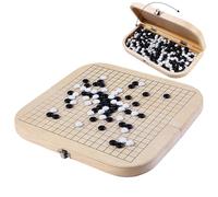 Go Game Board - Portable Wooden Go Game Set with Foldable Board, Black and White Chess Pieces, Educational Strategy Puzzle Games For Children, Adults, Travel