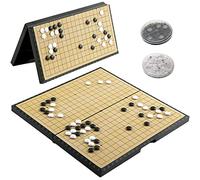 Go Game Set Plegable Go Game Board portátil con Piezas de ajedrez de Piedra de plástico magnético, S