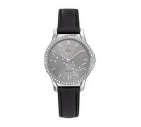 Go Girl Reloj Mujer Acero Cuero Negro Esfera Gris Y Diamantes 699363, correa
