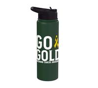 Go Gold Childhood Cancer Awareness Support Items Gifts Stainless Steel Insulated Water Bottle