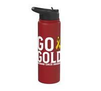 Go Gold Childhood Cancer Awareness Support Items Gifts Stainless Steel Insulated Water Bottle