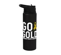 Go Gold Support Childhood Cancer Awareness Items Gifts Stainless Steel Insulated Water Bottle