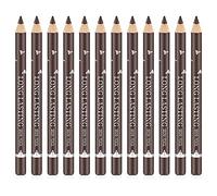 Go Ho - Juego de 12 lápices de cejas de color marrón, resistente al agua, resistente al sudor, de larga duración, color marrón oscuro