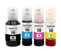 Go Inks 1 Juego de 4 Botellas de Tinta de 140 ml BK y 70 ml C/M/Y para reemplazar Epson 113 Compatible/no OEM para impresoras EcoTank