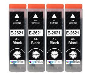 Go Inks 4 Cartuchos de Tinta Negra para reemplazar Epson T2621 (Serie 26XL) Compatible/no OEM para impresoras Epson Expression Premium