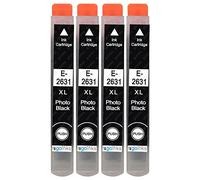 Go Inks 4 Cartuchos de Tinta Negra para reemplazar Epson T2631 (26XL), Compatible con impresoras Epson Expression Premium, Alta Capacidad