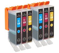 GO Inks c-526cmy-set-2 Pack de 6 cartuchos de tinta compatible con Impresora Canon Pixma Tricolor (Cian, Magenta y amarillo)