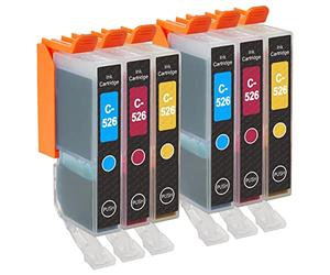 GO Inks c-526cmy-set-2 Pack de 6 cartuchos de tinta compatible con Impresora Canon Pixma Tricolor (Cian, Magenta y amarillo)