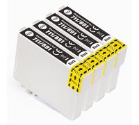 Go Inks Cartucho de Tinta Negra Compatible T0711 - Paquete de 4 Cartuchos de Repuesto para impresoras Epson Stylus - 15 ml - 4 Cartuchos Negros