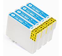 Go Inks Cartuchos de Tinta Cian compatibles con T0712, 4 Unidades de Repuesto para impresoras Epson Stylus de 13,5 ml, 4 Cartuchos Cian