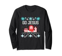 Go Jesus It's Your Birthday Ugly Christmas Sweater Christian Manga Larga