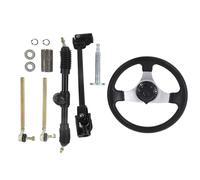 GO Kart Direction Kit, GO Kart Direction Wheel Piezas GO Conjunto de Volante Kart con Accesorios de Instalación de Goma de Metal ABS para Motores 150-250