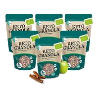 Go-Keto BIO Keto Granola Apple Cinnamon 6x 290g - LowCarb Keto Muesli para un delicioso desayuno keto, con chips de coco, nueces, frutas, semillas de girasol y de calabaza, vegano, sin gluten
