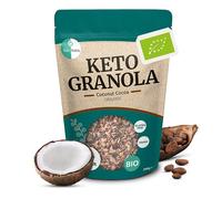 Go-Keto BIO Keto Granola Coconut Cocoa 290g - Keto Muesli para un delicioso desayuno keto, con chips de coco, nueces, frutas, semillas de girasol y de calabaza, vegano, sin gluten, sin lactosa