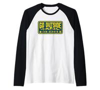 Go Outside! Cub Scouts Mountains Scouting Hiking Camiseta Manga Raglan
