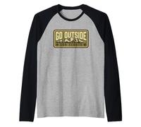Go Outside! Cub Scouts Mountains Scouting Hiking Camiseta Manga Raglan