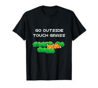 Go Outside Touch Grass Pixel Art - Diseño Retro de Memes para Juegos Camiseta