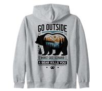 Go Outside Worst Case Bear Attack Funny Shirt Sudadera con Capucha