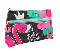 Go Pop - Estuche con 2 Bolsillos Femeninos - Bolsa Escolar para papelería, lápices y rotuladores, con cómodo Bolsillo Frontal, 22 x 14 x 6 p cm, Fantasía, Dim 22 x 6 x 14 cm, Flamingo