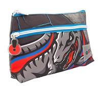 Go Pop - Estuche con 2 Bolsillos Masculinos - Bolsa Escolar para papelería, lápices y rotuladores, con práctico Bolsillo Frontal, 22 x 14 x 6 p cm, Fantasía, Dim 22 x 6 x 14 cm, Raptor