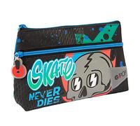 Go Pop - Estuche con 2 Bolsillos Masculinos - Bolsa Escolar para papelería, lápices y rotuladores, con práctico Bolsillo Frontal, 22 x 14 x 6 p cm, Fantasía, Dim 22 x 6 x 14 cm, Skater