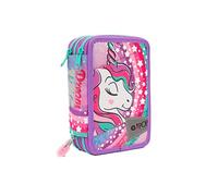 GO POP Giochi Preziosi Estuche de 3 Compartimentos Femeninos - Contiene 18 lápices de Colores, 18 rotuladores y Otros Objetos prácticos para la Escuela, 13 l x 19,5 h x 6,5 p, Fantasía, Dim. 19,5 x