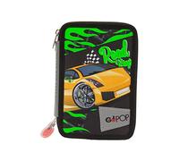 GO POP Giochi Preziosi Estuche de 3 Compartimentos Masculinos - Contiene 18 lápices de Colores, 18 rotuladores y Otros Objetos prácticos para la Escuela, 13 l x 19,5 h x 6,5 p, Fantasía, Dim. 19,5 x