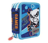 GO POP Giochi Preziosi Estuche de 3 Compartimentos Masculinos - Contiene 18 lápices de Colores, 18 rotuladores y Otros Objetos prácticos para la Escuela, 13 l x 19,5 h x 6,5 p, Fantasía, Dim. 19,5 x