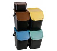 Go Practic Juego de 4 + 1 cubo de basura apilable | Sistema de separación de residuos para la separación de residuos en la cocina