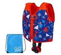 Go Swim Chaleco Flotador - *Incluye Bolsa de Natación Gratis* Chaleco de Natación Infantil con Flotabilidad Fija y Correa de Seguridad (Deep Sea Divers, S (15-19 kg))