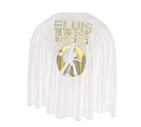 Go T-shirts Capa de disfraz para adultos, color blanco, 61 cm de largo, The King Is In The Building Rock & Roll de los años 40 y 1950