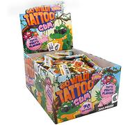 Go Wild! Tattoo Gum - 200 gomas de mascar con pegatinas de tatuaje - chicles afrutados y tatuajes geniales para fiestas de cumpleaños infantiles, fiestas o regalos