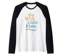 Go with The Chill Flow Retro Estética Positiva Vibes Groovy Camiseta Manga Raglan