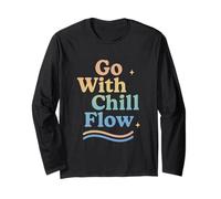 Go with The Chill Flow Retro Estética Positiva Vibes Groovy Manga Larga
