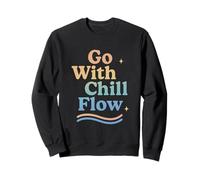 Go with The Chill Flow Retro Estética Positiva Vibes Groovy Sudadera