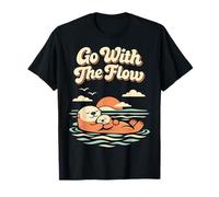 Go with The Flow Cute Sea Otter Retro Animal Camiseta
