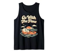 Go with The Flow Cute Sea Otter Retro Animal Camiseta sin Mangas
