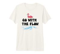 Go with The Flow Pink Flamingo Beach Vacation Summer Vibes Camiseta Premium