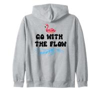 Go with The Flow Pink Flamingo Beach Vacation Summer Vibes Sudadera con Capucha