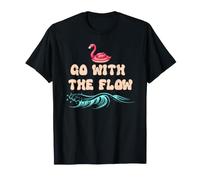 Go with The Flow Pink Flamingo Summer Vibes Beach Vacation Camiseta