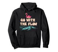 Go with The Flow Pink Flamingo Summer Vibes Beach Vacation Sudadera con Capucha