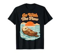 Go with The Flow Sea Otter Retro Animal Camiseta