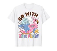Go with The Flow Shark Pool Day Saying Camiseta