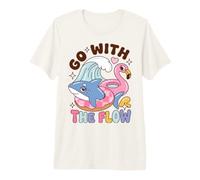 Go with The Flow Shark Pool Day Saying Camiseta Premium