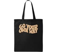Go Your Own Way - Bolsa de algodón ecológico natural con logotipo ondulado, color negro, Black, Talla única