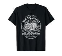 Goa Me Resolviendo Mis Problemas Dormir Siesta Divertido Camiseta gráfica económica, Hombre, Negro, S